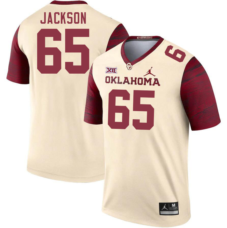 Men #65 Jayden Jackson Oklahoma Sooners College Football Jerseys Stitched-Cream